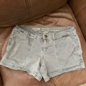 Mossimo Supply Co. y2k Olive Green Distressed Mid Rise Short Shorts Women's sz 6